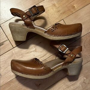 Dansko Marta Laser Cut Mary Jane Leather Clogs